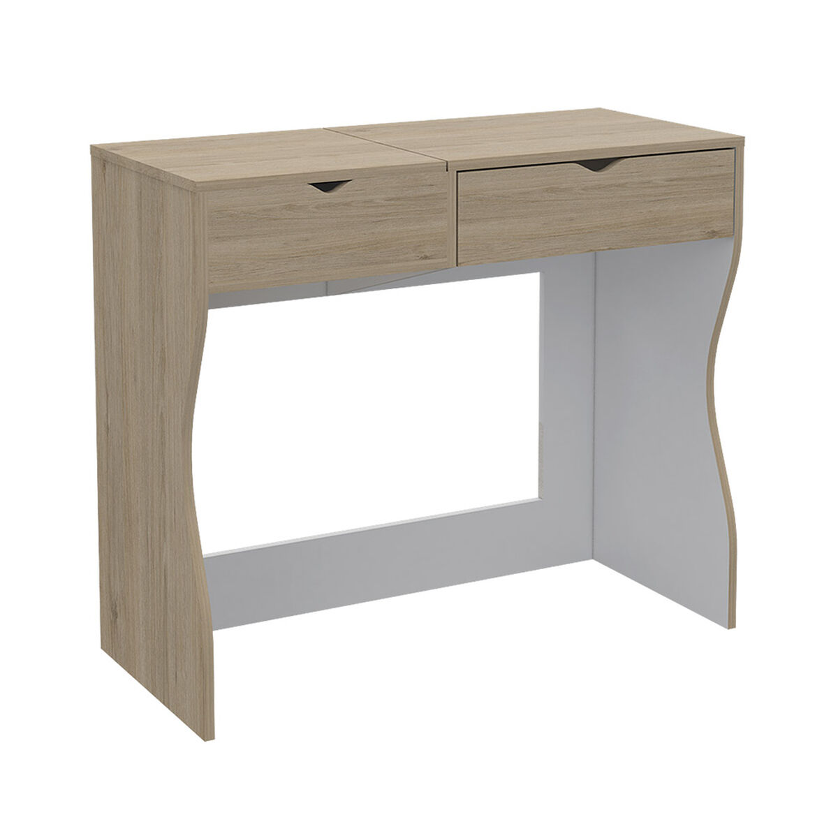 Mueble de Tocador + Espejo + Cómoda 4 Cajones 1 Puerta Perla