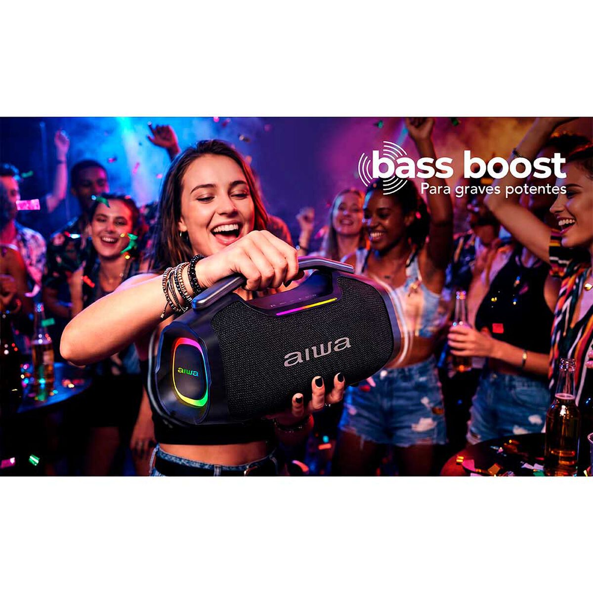 Parlante Port&aacute;til Aiwa AW-A408 55W Bluetooth Negro