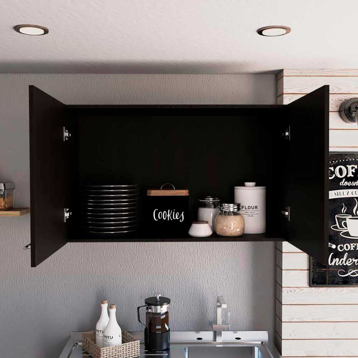 Mueble de Cocina A&eacute;reo TuHome Manchester Wengue 2 Puertas