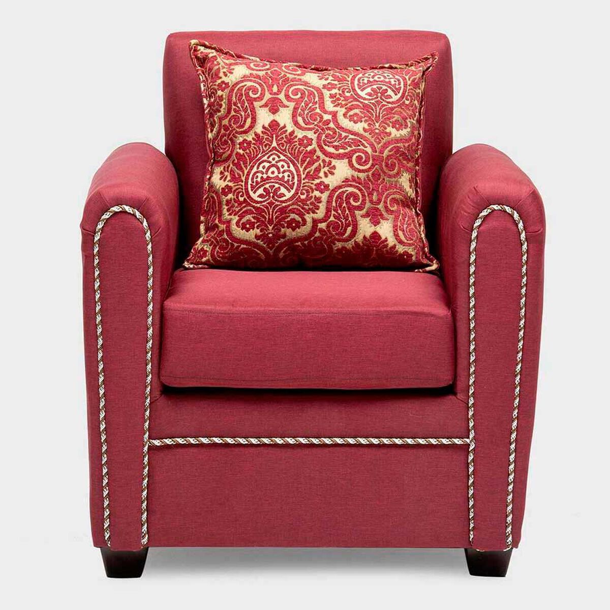 Juego de Living Almore Alemania Sof&aacute; 3 Cuerpos + Dos Sillones 1 Cuerpo Rojo