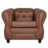 Juego de Living Ruzam Mobel Chesterfield Sofá 3 Cuerpos + Dos Sillones 1 Cuerpo PU Café