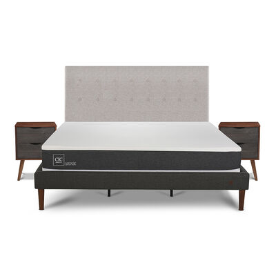 Cama Europea CIC King New Ortopedic + Respaldo Tigris + 2 Veladores