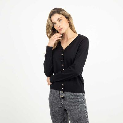Sweater Mujer Zibel Negro, Negro-Prin, Rosado