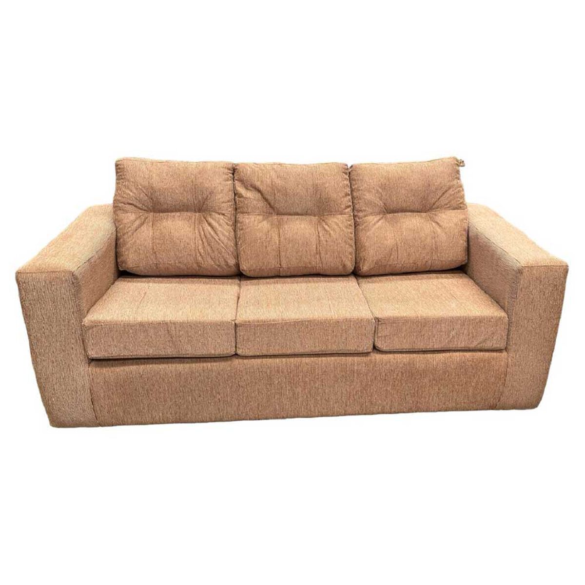 Juego de Living Kea Nize Sofá 3 Cuerpos + Dos Pouf Tela Beige