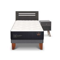 Cama Europea CIC 1,5 Plazas Premium + Respaldo + Velador Munich