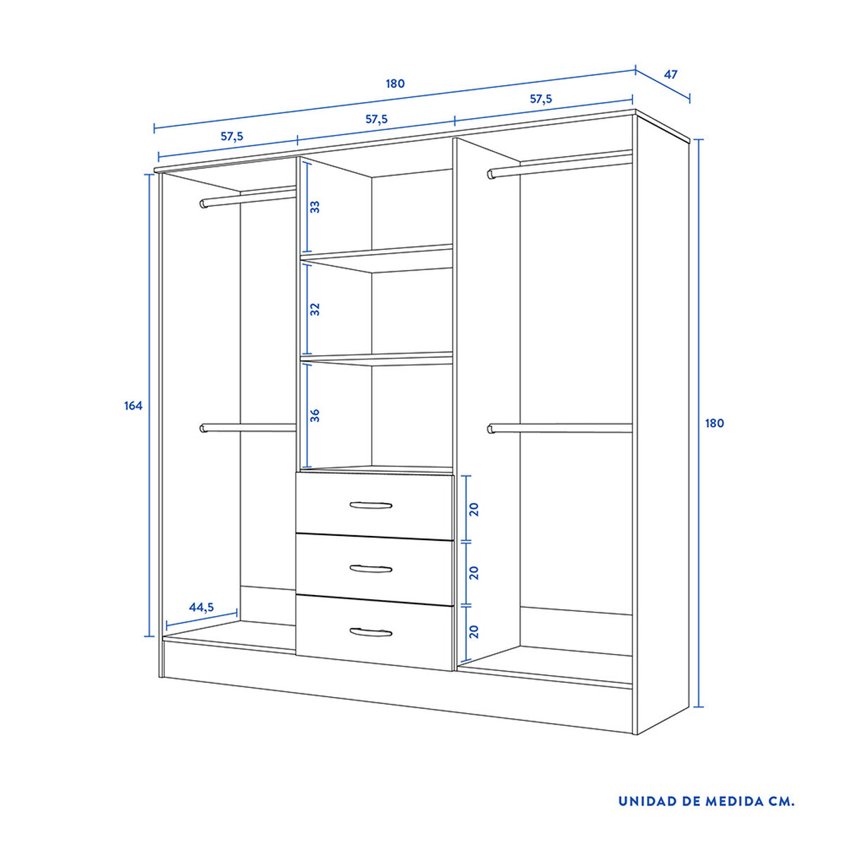 Clóset CIC Maipo 6 Puertas 3 Cajones