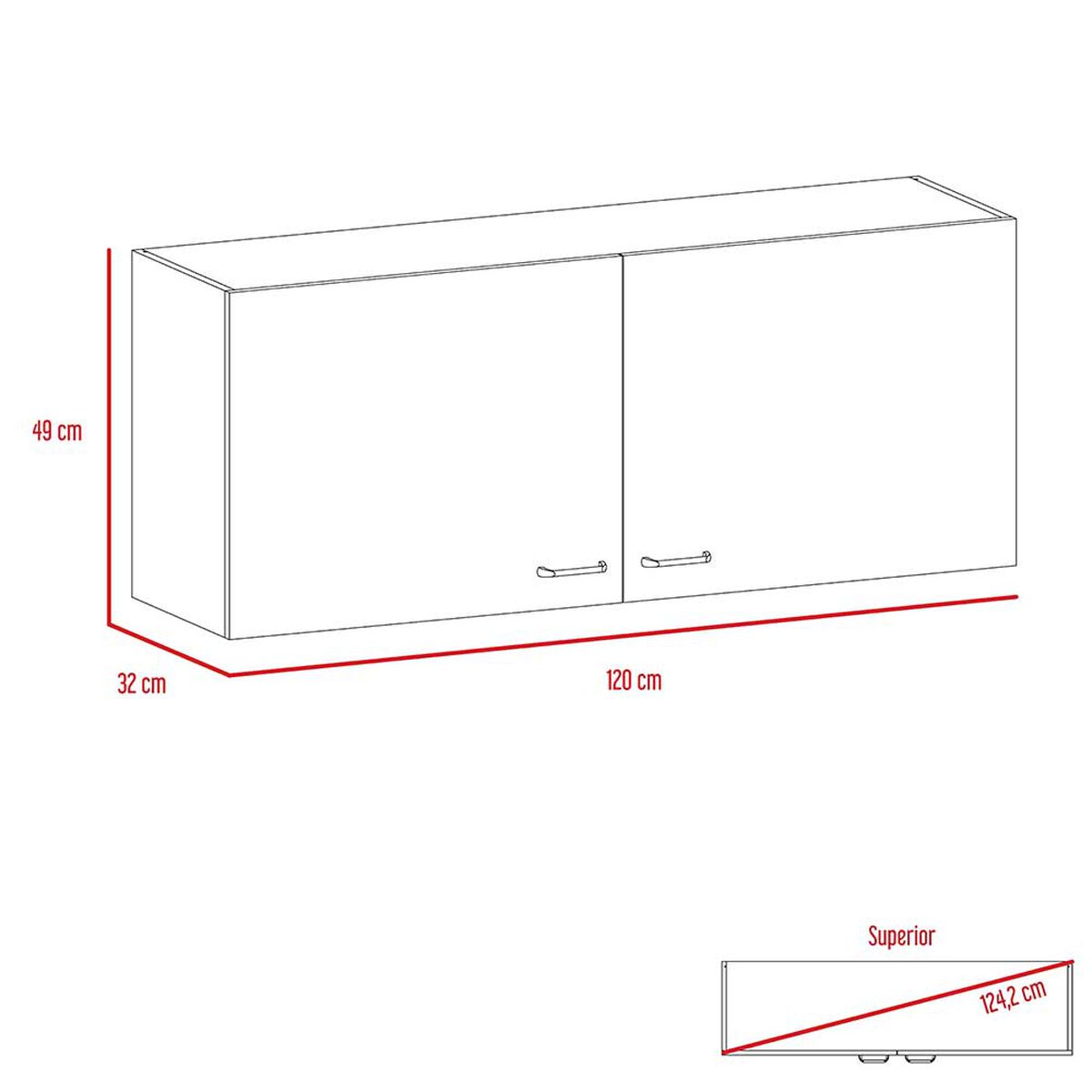 Mueble de Cocina Superior TuHome Napoles 2 Puertas Blanco