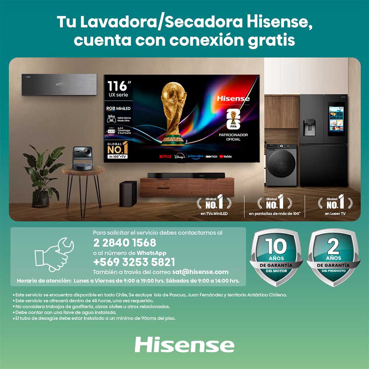 Lavadora Secadora Hisense WD3Q1042BW 10/6 kg.