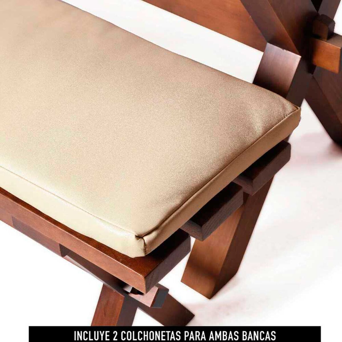 Juego de Comedor Latam Home Sevilla Granada 2 Sillas + 2 Bancas PU Beige