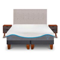 Cama Europea CIC Base Dividida 2 Plazas Alaska + Respaldo + 2 Veladores