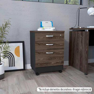Mueble Archivador TuHome Home Office 3 Cajones Negro Soft Co&ntilde;ac