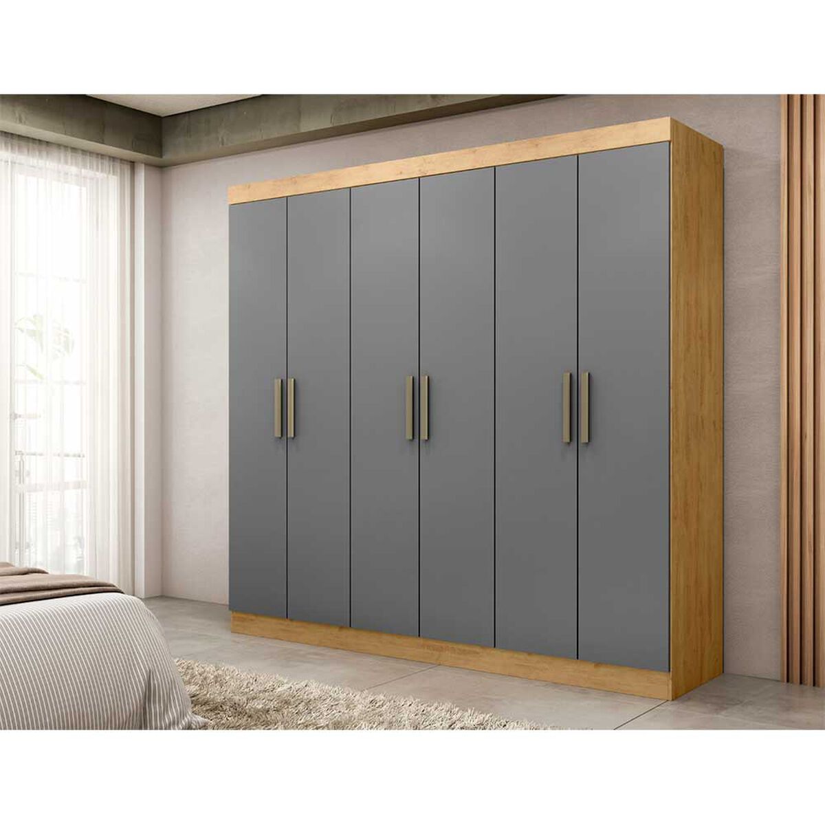 Closet Di Poretti Paris 6 Puertas 2 Cajones Gris