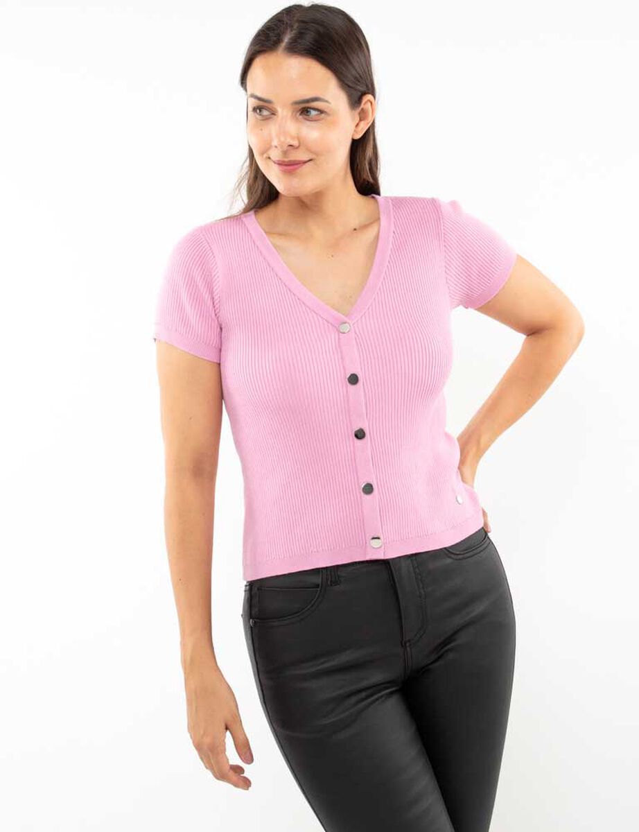 Polera Botones Manga Corta Mujer Zibel