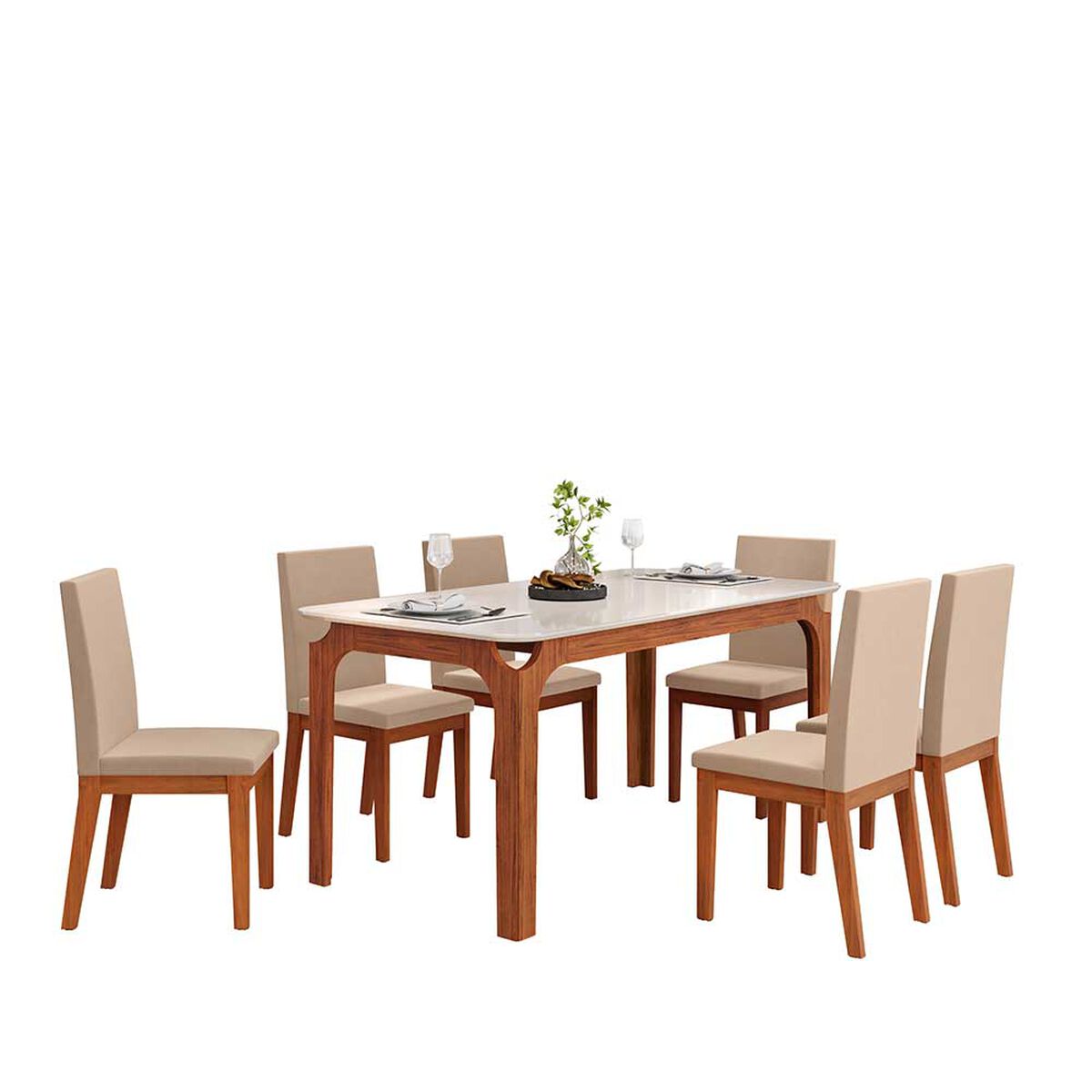 Juego de Comedor Vekkahome Marina 6 Sillas Beige