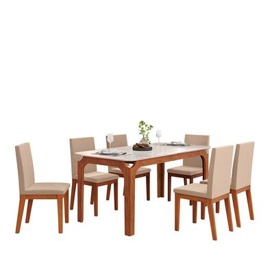 Juego de Comedor Vekkahome Marina 6 Sillas Beige