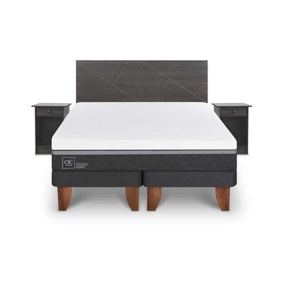 Cama Europea CIC Base Dividida 2 Plazas Ortopedic Advance + Respaldo + 2 Veladores Villarrica