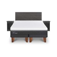 Cama Europea CIC Base Dividida 2 Plazas Ortopedic Advance + Respaldo + 2 Veladores Villarrica