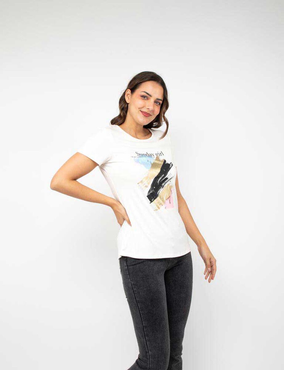 Polera Con Estampado Manga Corta Mujer Zibel