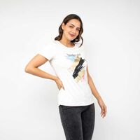Polera Con Estampado Manga Corta Mujer Zibel Crudo