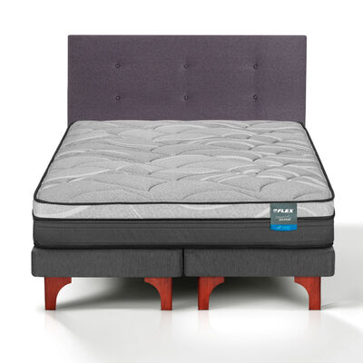 Cama Europea Flex 2 Plazas Dream Pocket Box B/D + Respaldo Royal Grafito