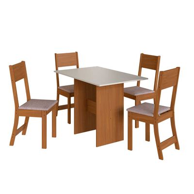 Juego de Cómedor Home Mobili Amalia 4 Sillas Café y Blanco Off