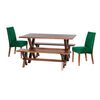 Juego de Comedor Latam Home Sevilla Cadiz 2 Sillas + 2 Bancas Velvet Verde