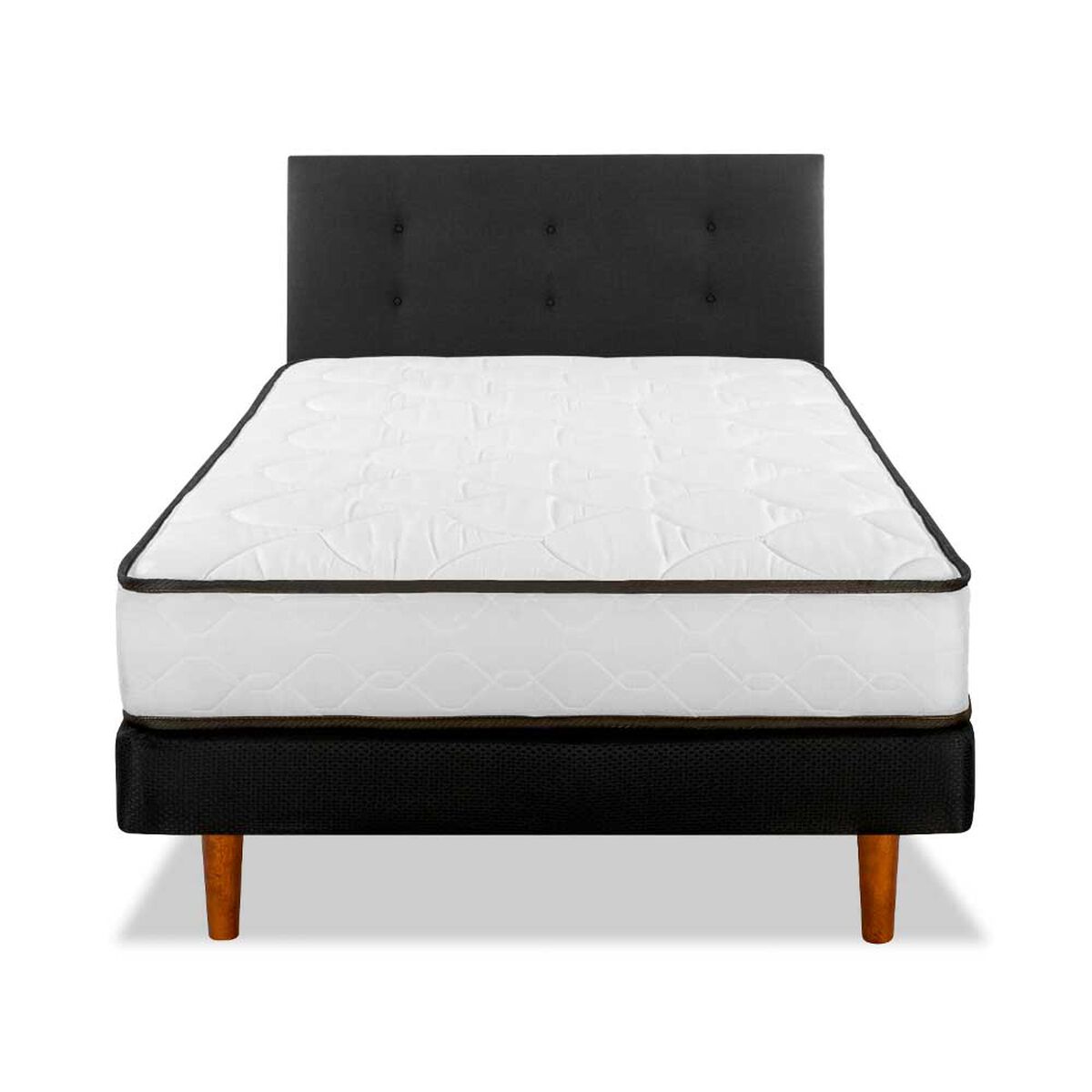 Cama Europea Flex 1 Plaza New Simple + Respaldo Royal Negro