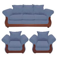Juego de Living Ruzam Mobel Tokio Sofá 3 Cuerpos + Dos Sillones 1 Cuerpo Lino Marengo