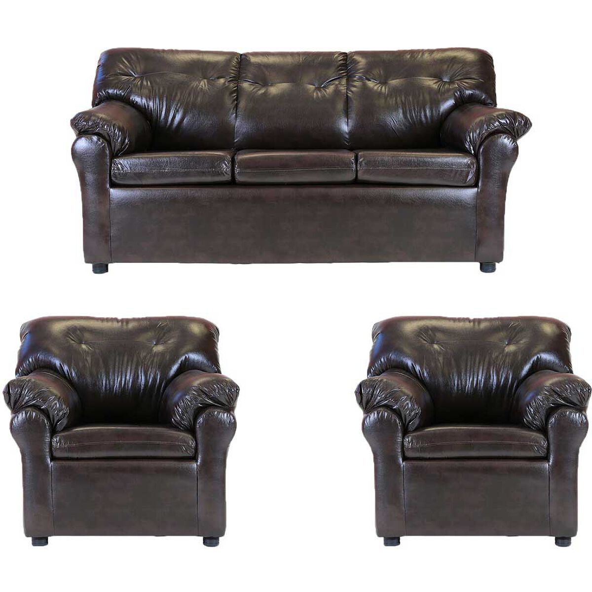 Juego de Living Muebles America Santa Fe Sofá 3 Cuerpos + Dos Sillones 1 Cuerpo Café Moro