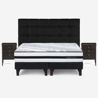 Cama Europea Rosen Base Dividida King Driven + Respaldo + 2 Veladores Issey
