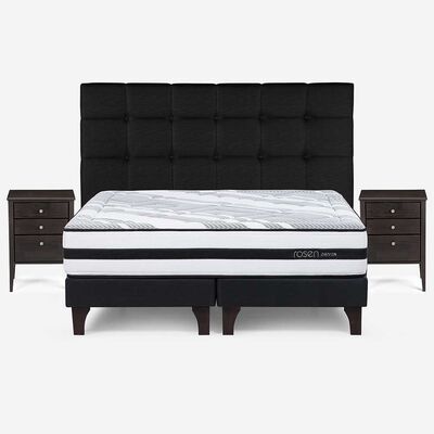 Imagen 1 del producto Cama Europea Rosen Base Dividida King Driven + Respaldo + 2 Veladores Issey