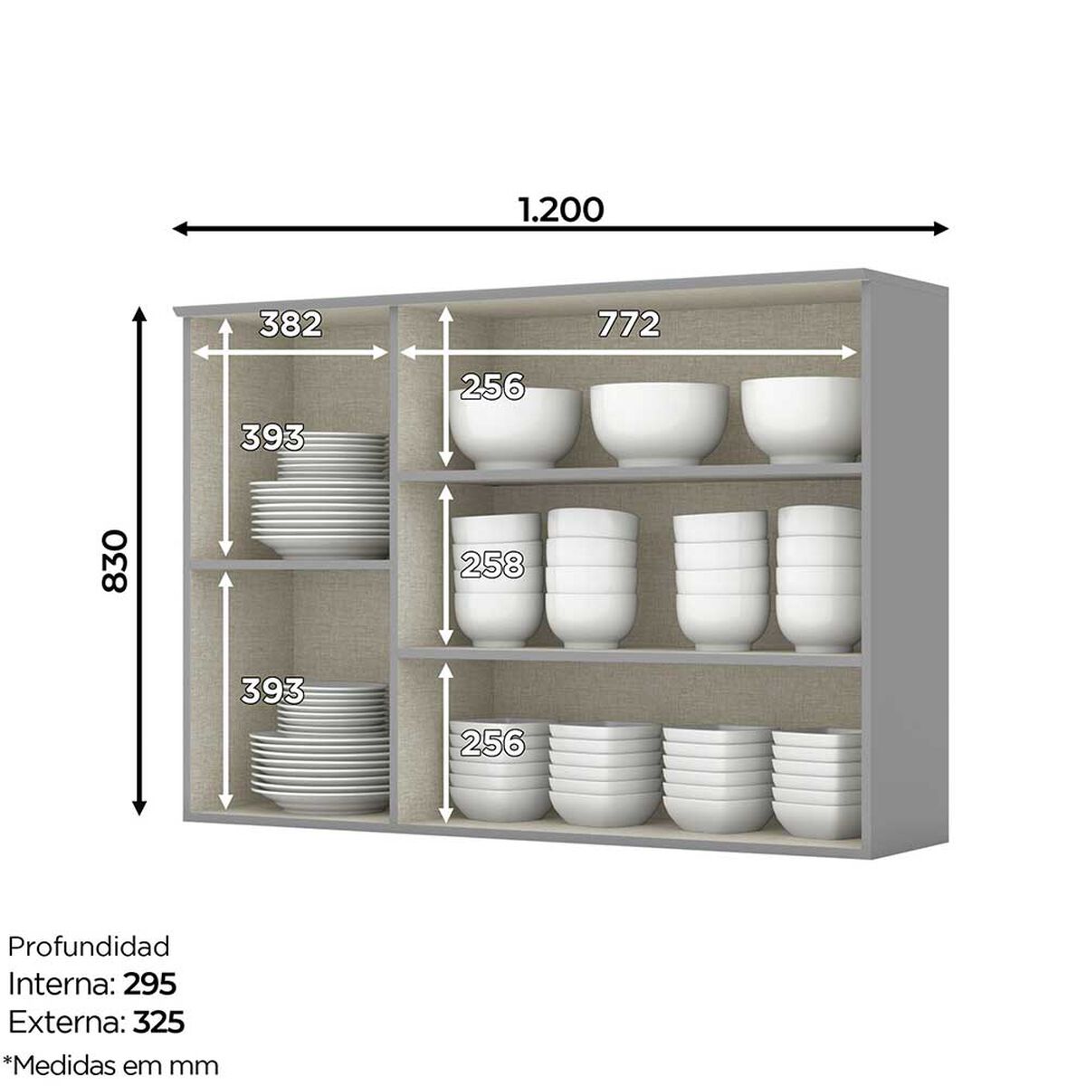Mueble de Cocina Home Mobili Americana 3 Puertas Gris