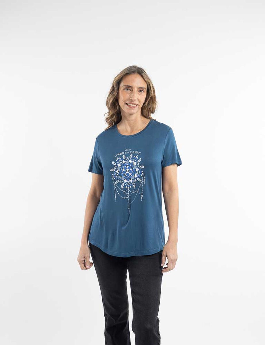 Polera Con Estampado Manga Corta Mujer Portman Club