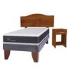 Combo Cama Europea CIC 1,5 Plazas Ortopedic + Respaldo + Velador Casanova Provenza Cerezo
