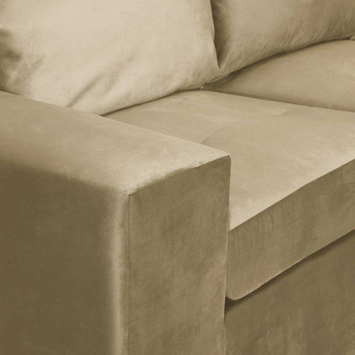 Sofá Seccional Derecho Innovamuebles Mini Senna Felpa 3 Cuerpos Beige