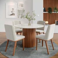 Comedor Decocasa Kalina 4 Sillas Off White Castaño