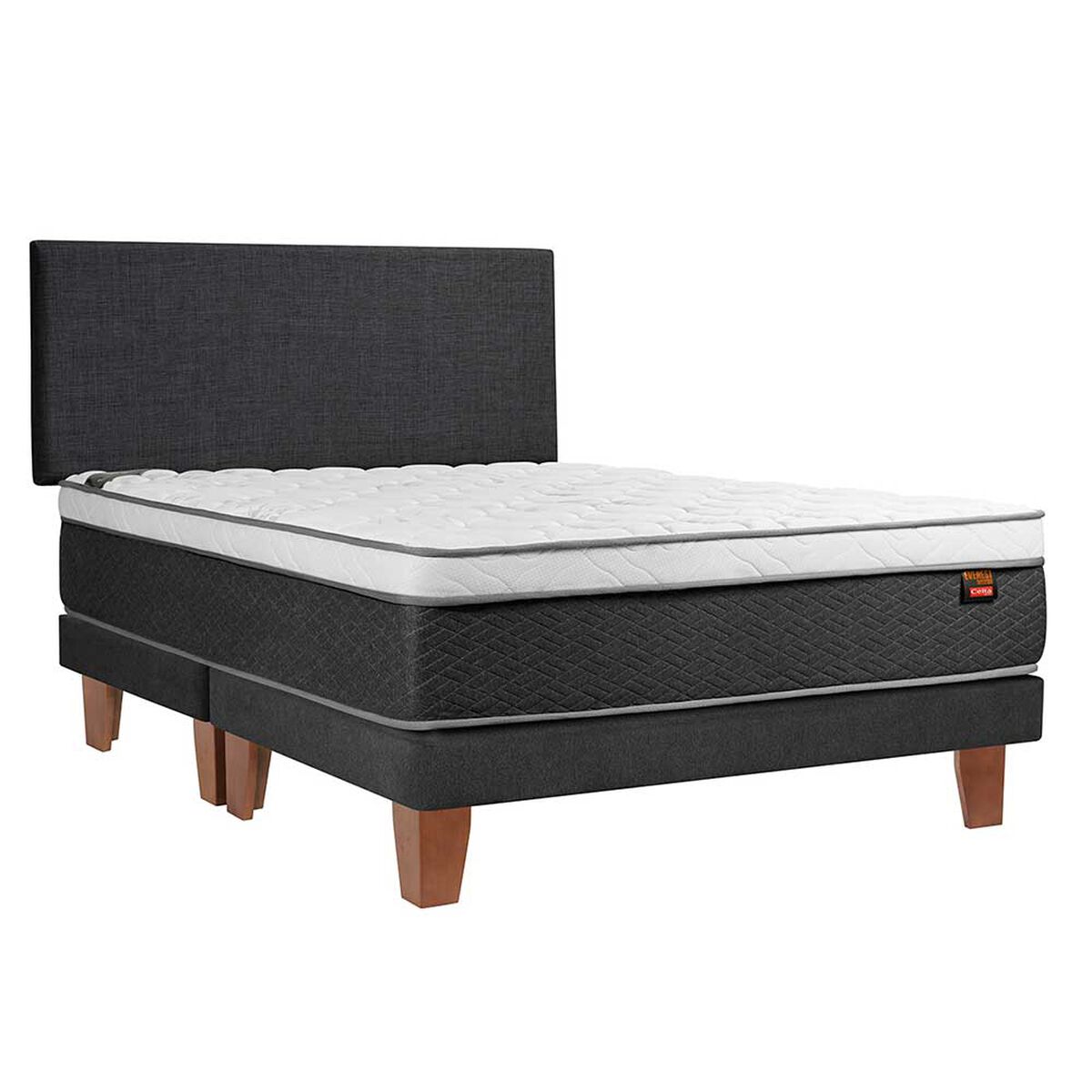 Cama Europea Celta Base Dividida King Everest + Respaldo Everest