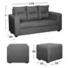 Juego de Living Dise&ntilde;o A&M Home Loreto Sof&aacute; 3 Cuerpos + 2 Pouf 1 Cuerpo  Gris