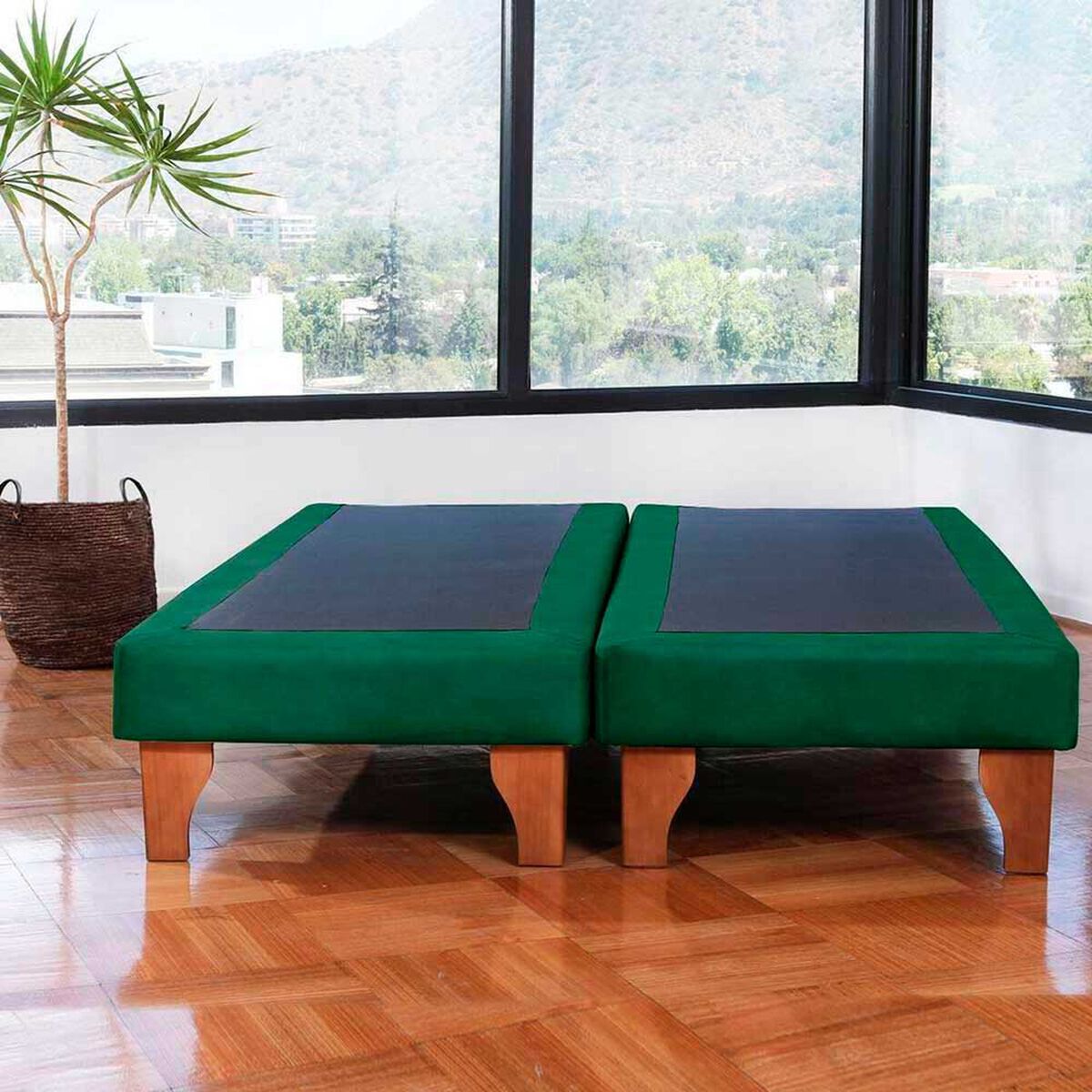 Base Europea Dividida Latam Home 2 Plazas Zen Tela Velvet Verde