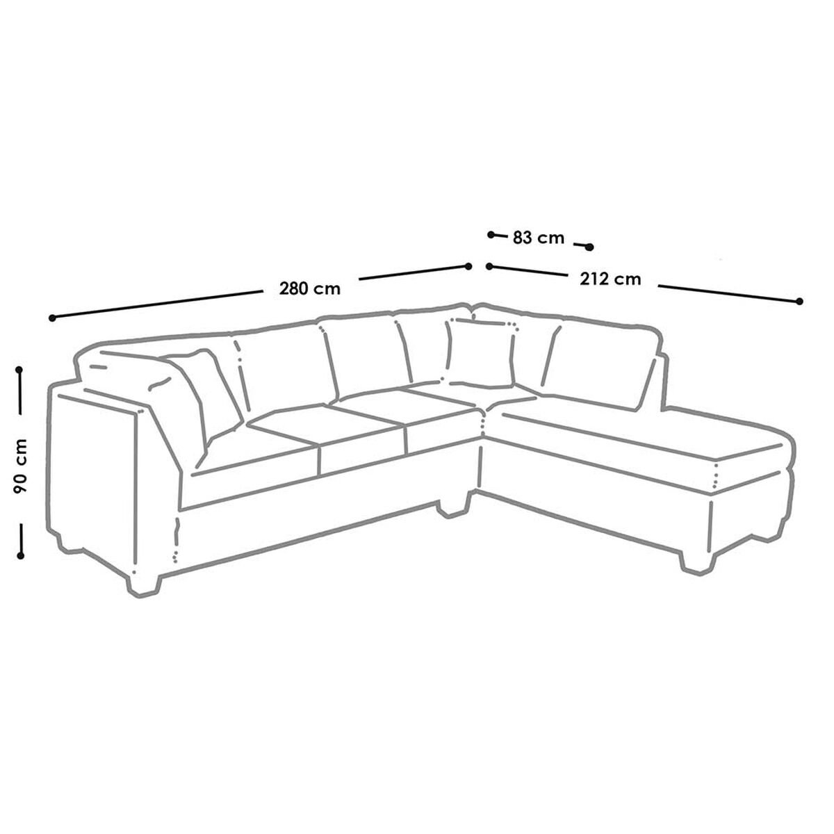 Sofá Seccional Derecho Latam Home Padua 3 Cuerpos Blanco