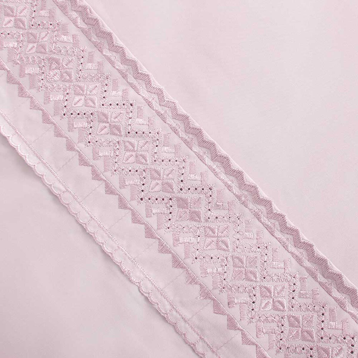 Juego de Sábanas Liso Plumetti 1,5 Plazas Broderie Rosado