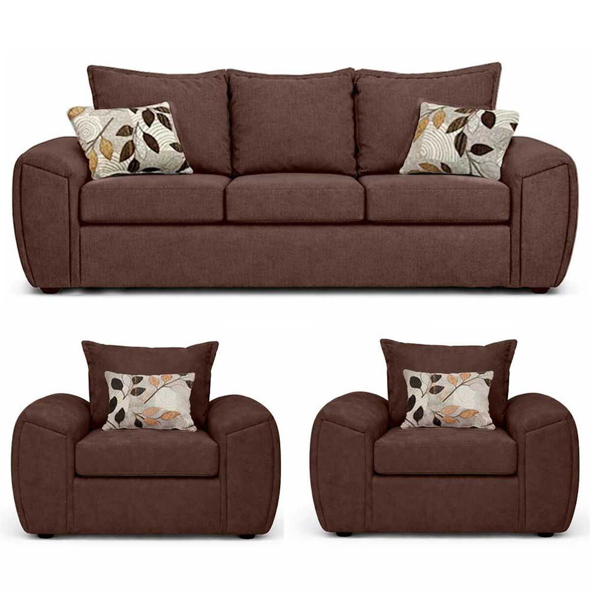 Juego de Living Elegant Detail New Houston 3-1-1 Cuerpos Caf&eacute;