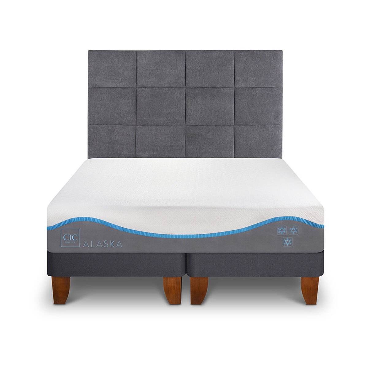 Cama Europea CIC Base Dividida King Alaska + Respaldo