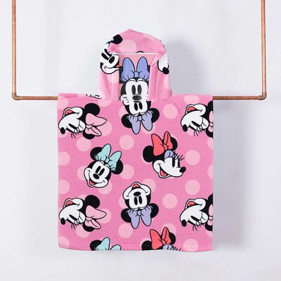 Toalla de Playa con Capucha Infantil Disney Faces Minnie 60 x 120 cm