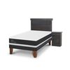 Cama Europea CIC 1,5 Plazas Ortopedic + Respaldo + Velador Dublin