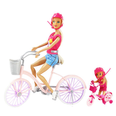 Muñeca con Bicicleta y Muñeca Mini Bonnie Pink