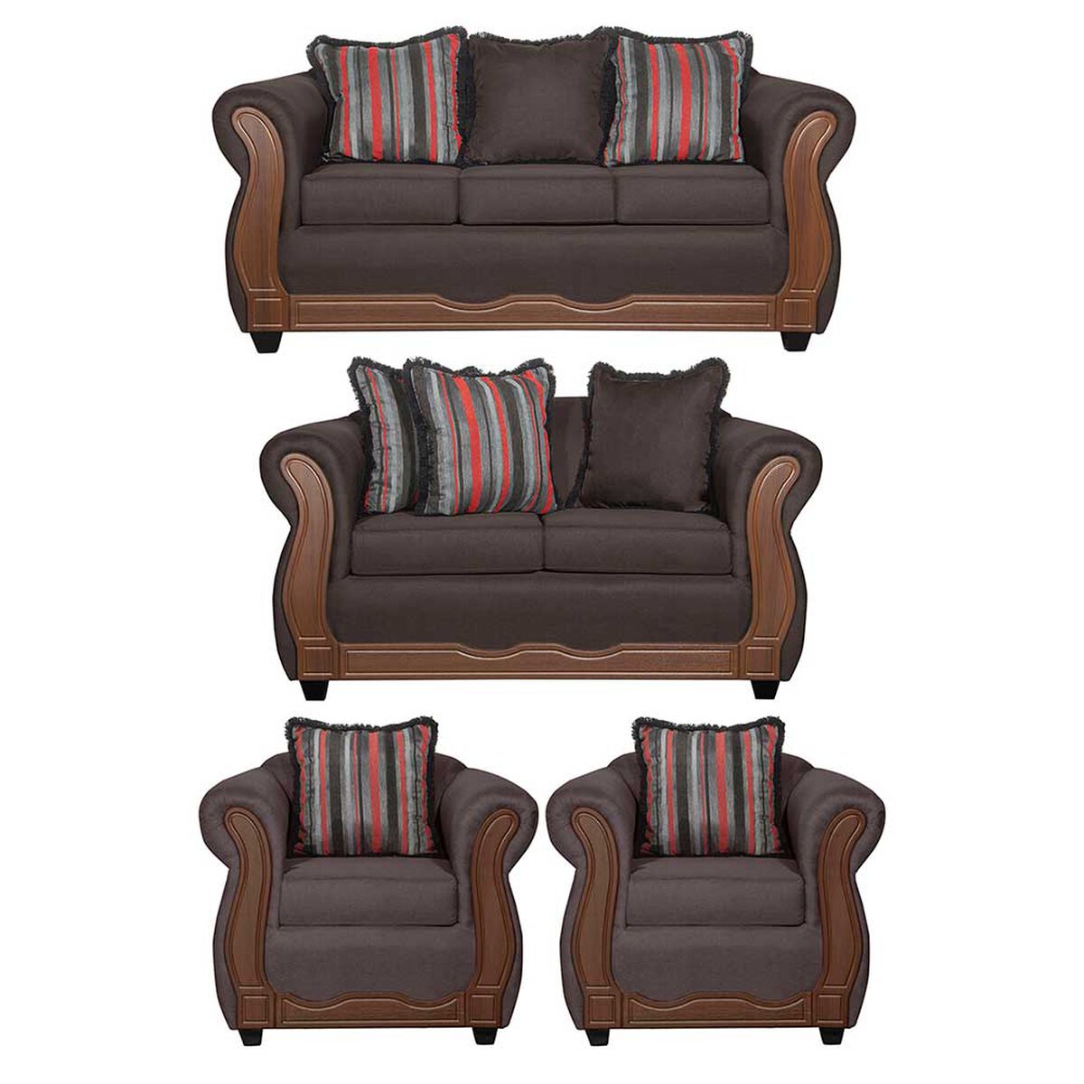 Juego de Living Black Factory Sofia 7 Cuerpos Café