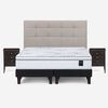 Cama Europea Rosen Base Dividida 2 Plazas Art 4 + Respaldo + 2 Veladores Niebla
