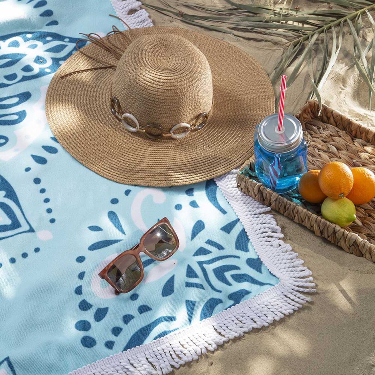 Toalla de Playa Cuadrada con Flecos Casanova Noa 140 x 150 cm