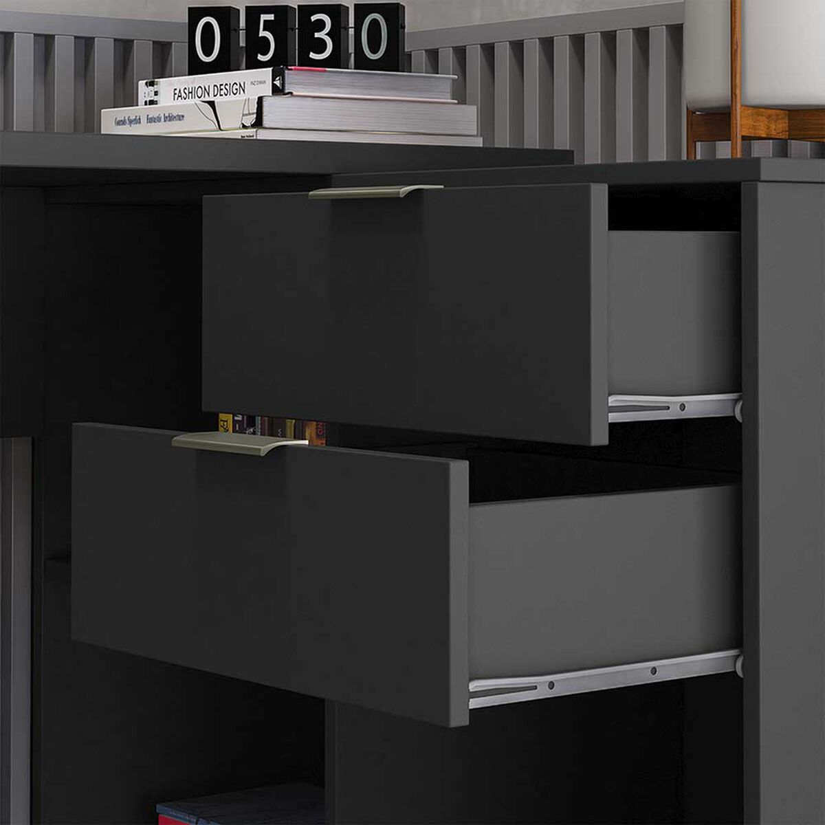 Escritorio Home Mobili Valencia 2 Cajones Negro